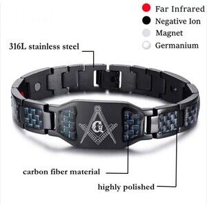 Mens Freemason Mason Germanium Masonic Bracelet Cuffs Stainless Steel Men